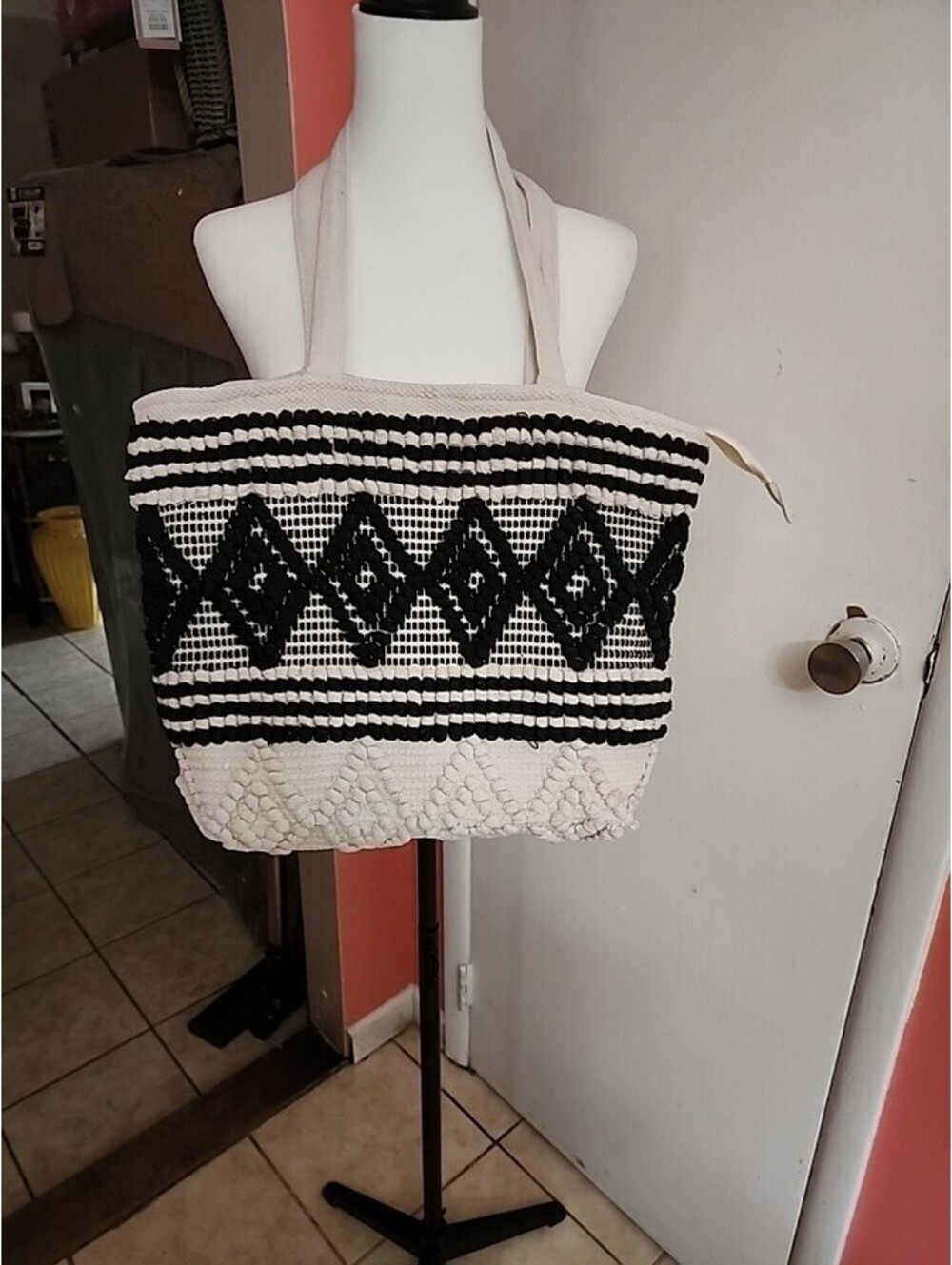 Elizabeth and James Woven Embroidered Boho Tote Bag